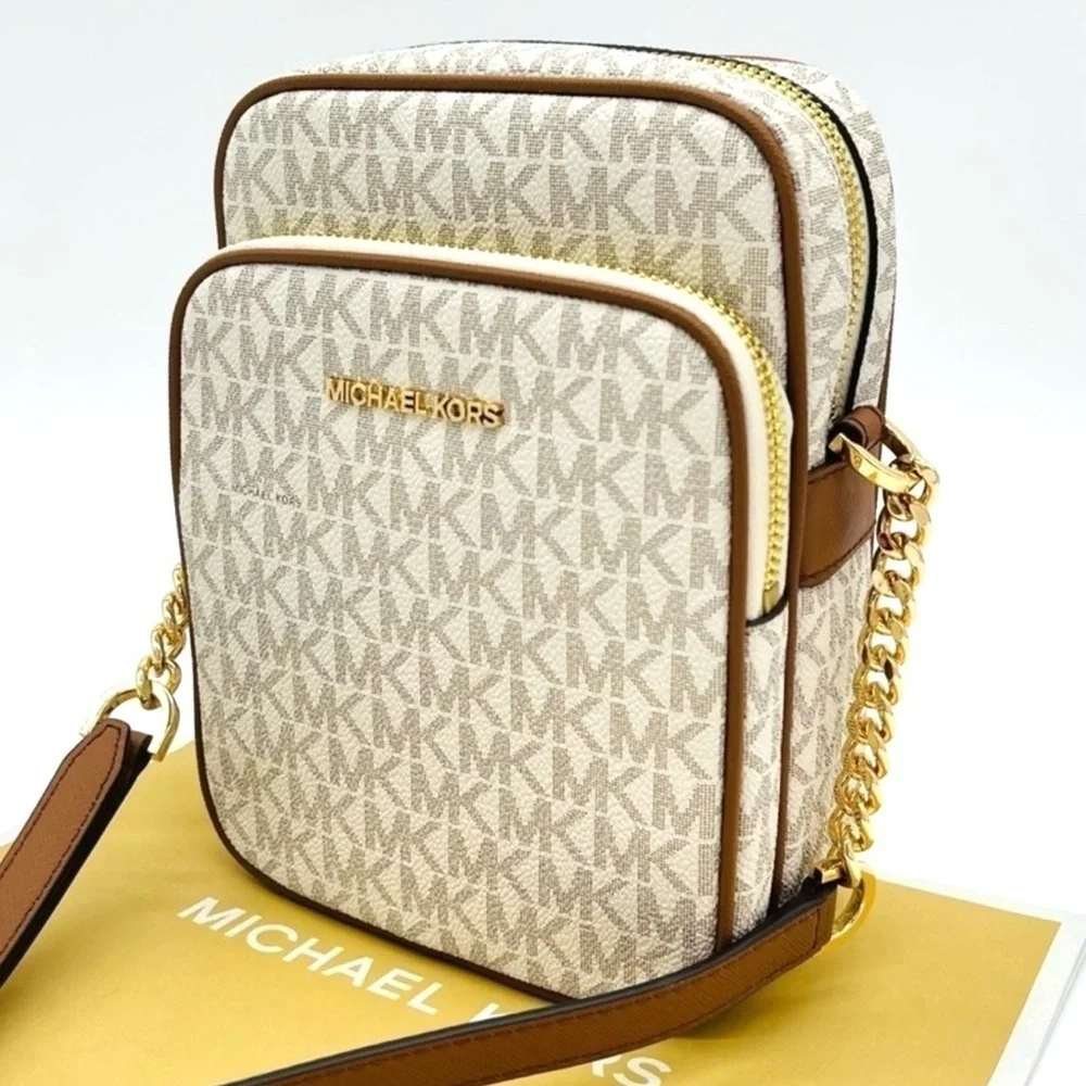 Michael Kors Medium NS Chain XBody Bag Vanilla/Brown (NWT)